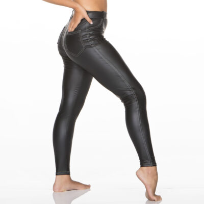 Leatherette Mock Jeans